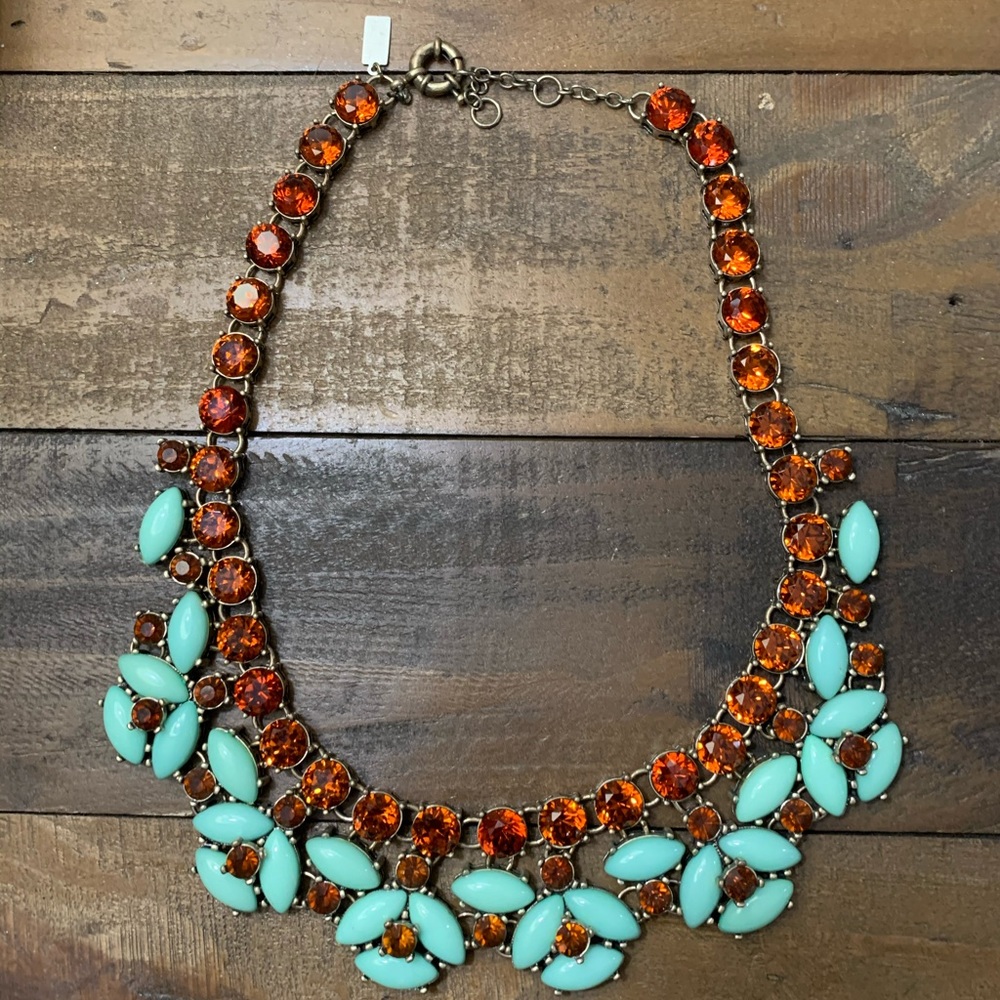 MMM mint and auburn gem necklace.
